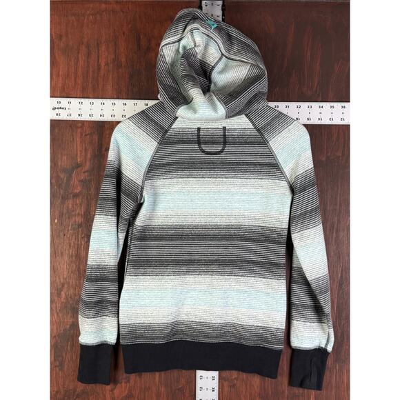 Ivivva by Lululemon Zip Up Scuba Hoodie Jacket‎ Striped Kids Mint Black Youth 12 - Picture 9 of 10